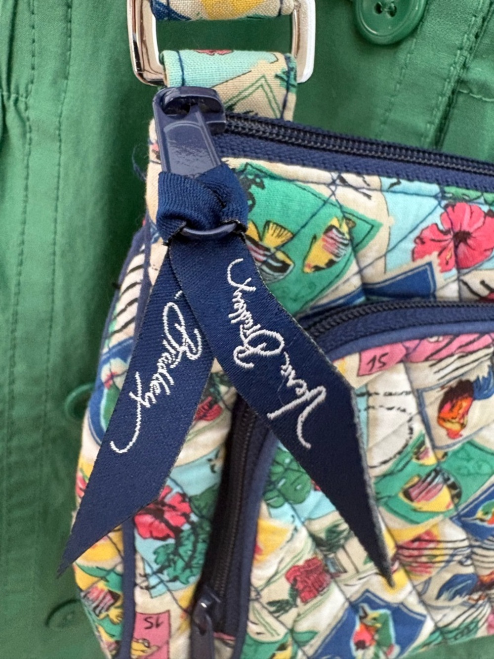 Vera Bradley Postage Stamp Print Quilted Crossbody Travel Bag - Picture 5 of 13